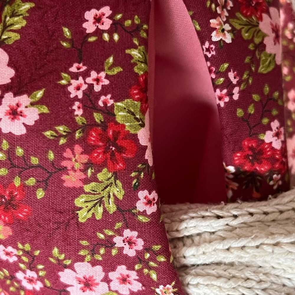 Floral Patterned Ribbon Skirt with Pink and Red Accents Ribbons - Picture 4 of 4